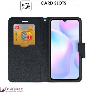Atverčiamas dėklas su skyreliais - juodas (Xiaomi Redmi 9A) Atverčiamas dėklas su skyreliais - juodas (Xiaomi Redmi 9A)